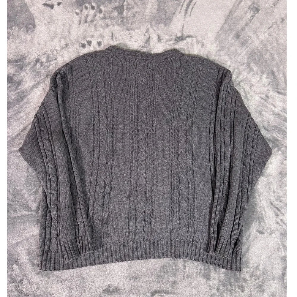 Vintage Bugle Boy Classics‎ Men Gray Cable Knit Fisherman Sweater Pullover XL